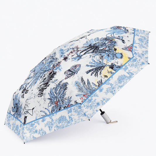 UV Protection Tested Floral Folding Umbrella with One-Touch Open