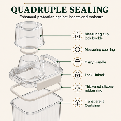 Dry Food Storage Container, BPA Free PET Storage Dispenser with Measuring Cup