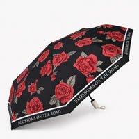 Rose Print UV Protection Folding Umbrella with Lotus Grip