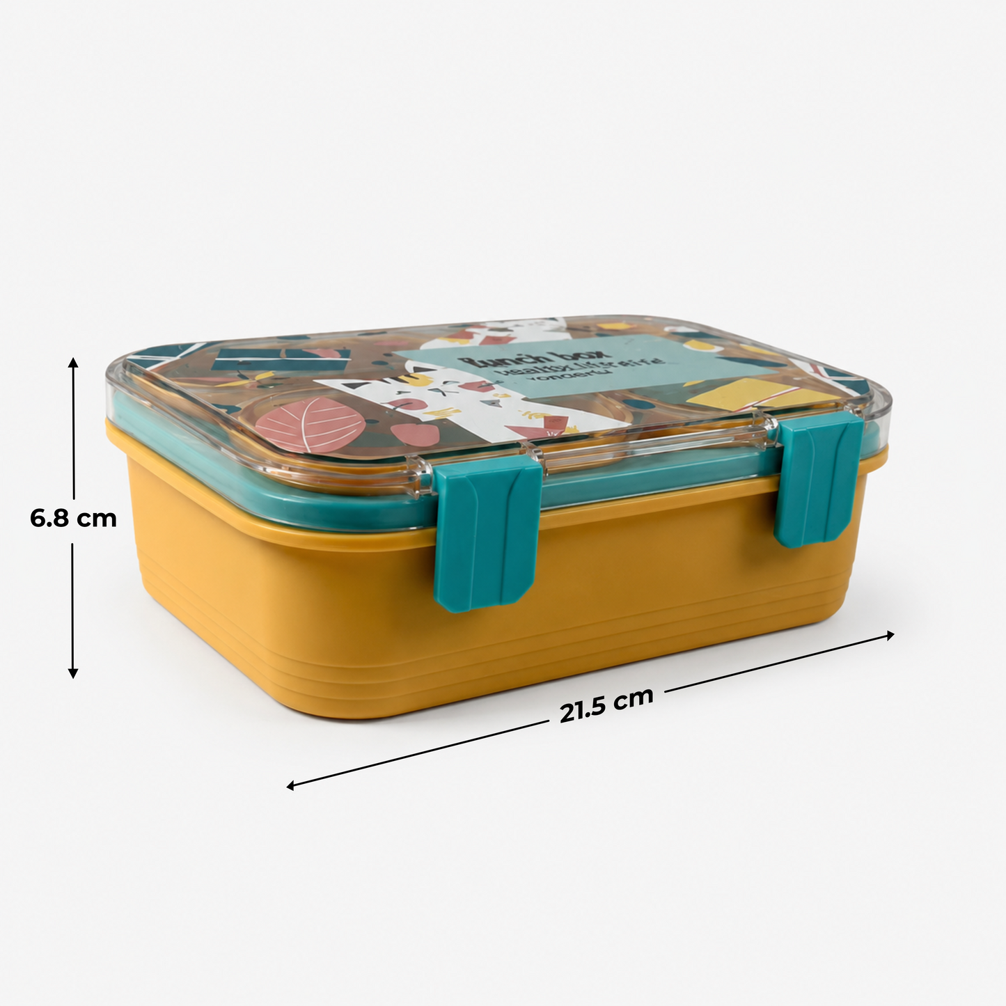 Cat Theme Plastic Bento Lunch Box with 3 compartments for Kids – 800ml
