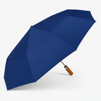 Luxury Windproof Folding Umbrella with Wooden Handle & UV Shield