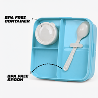 Unicorn Bento Lunch Box with 3 Compartments for Kids - 1590ml
