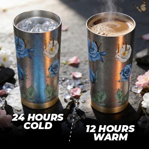 Pure Titanium Insulated Vacuum Tumbler with Floral Prints - 520ml
