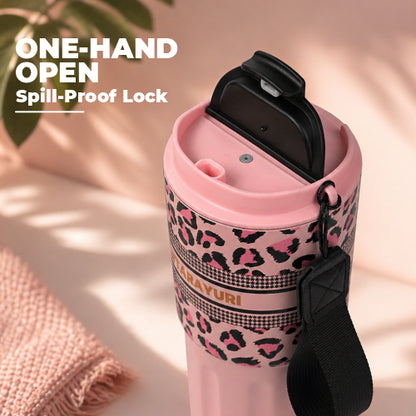 Tough Panther Print Luxe Insulated Steel Travel Tumbler – 600ml