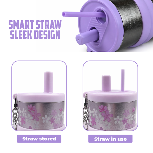 Pure Titanium Vacuum Tumbler water bottle with Straw & Charm – 550ml