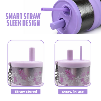 Pure Titanium Vacuum Tumbler water bottle with Straw & Charm – 550ml