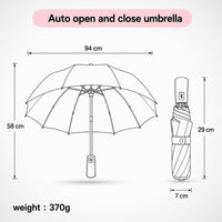 Rose Print UV Protection Folding Umbrella with Lotus Grip