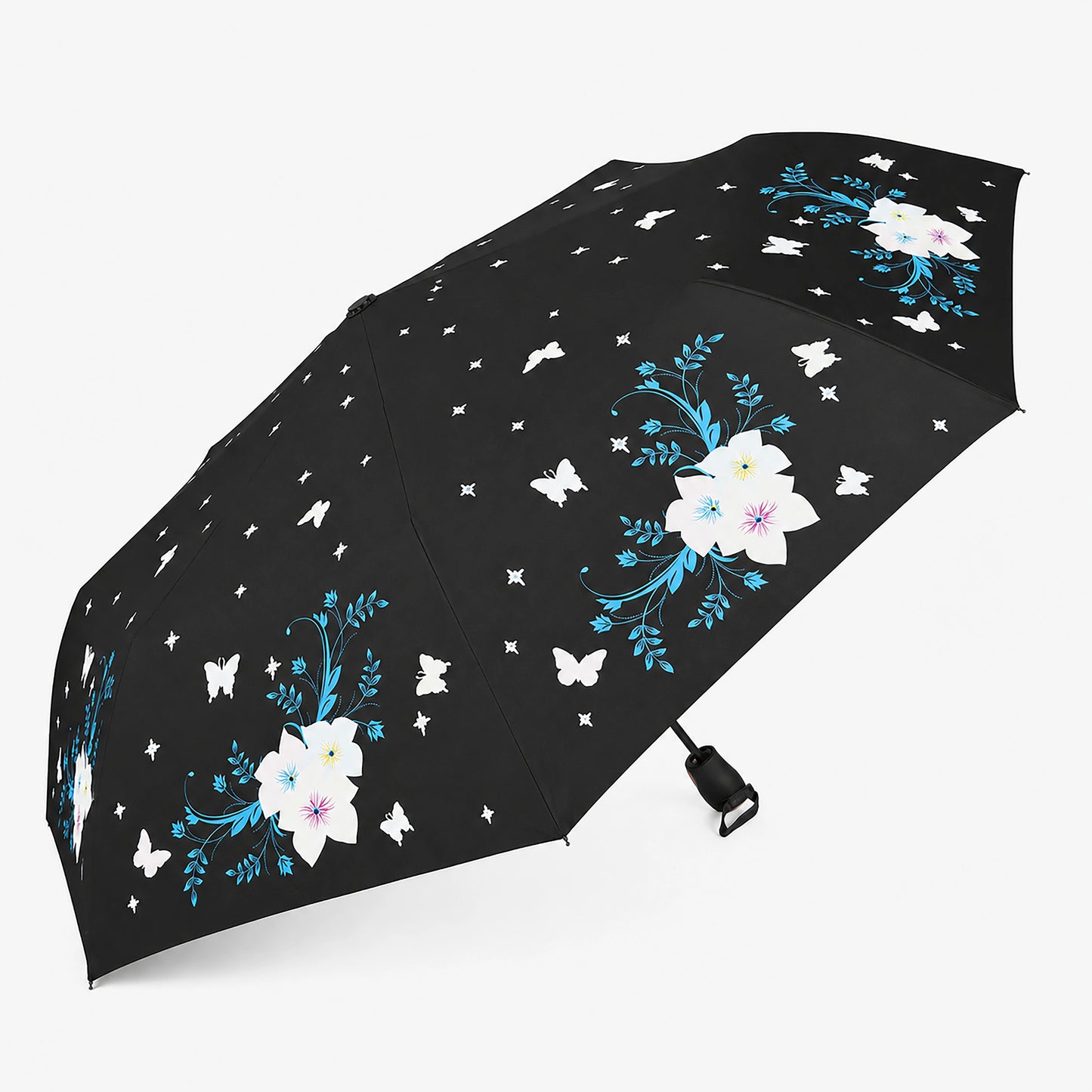 Magic Colour Changing Floral Triple-folding Umbrella with UV Protection