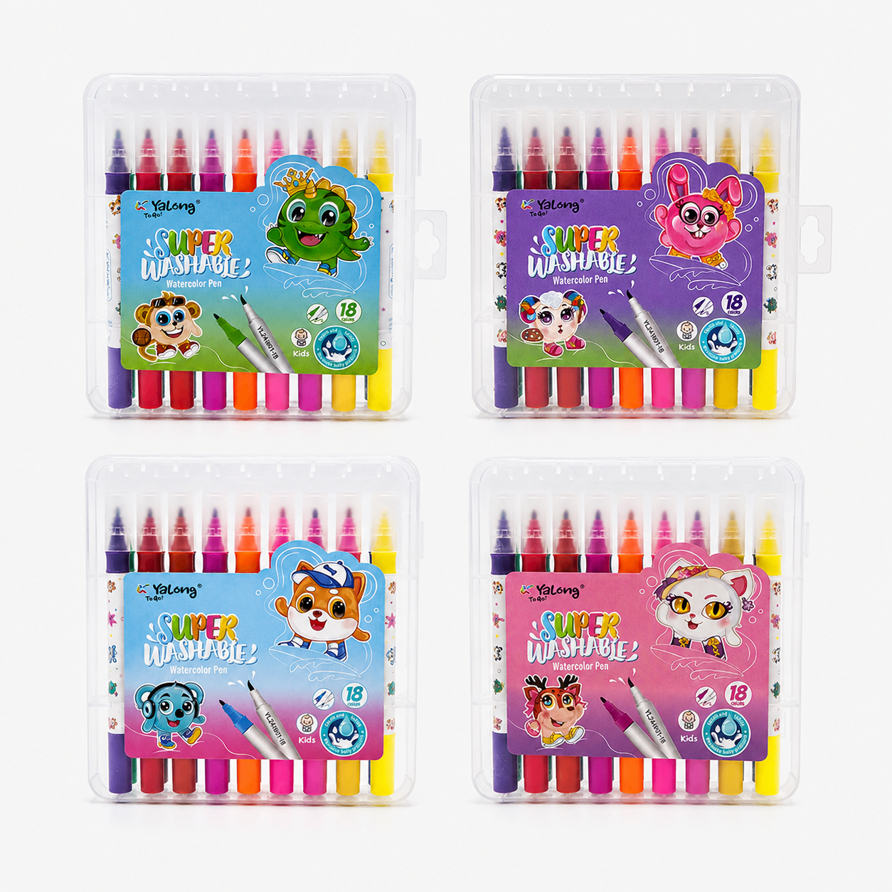 Yalong Super Washable Water Colour Pens for Creative Kids - Set of 18