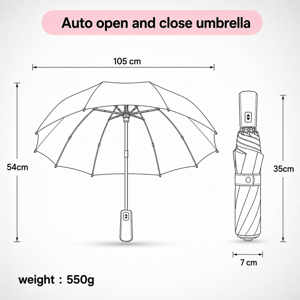 Premium UV Protection Folding Umbrella with Gold Frame