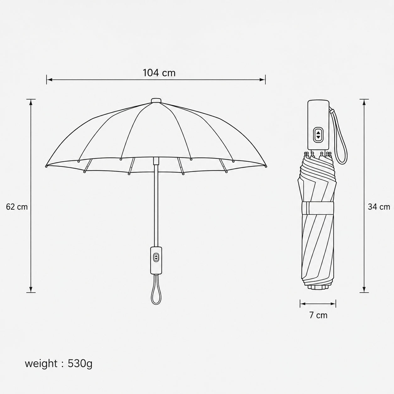 Premium UV Protection Umbrella with 12K Fiber Ribs & Wooden Handle