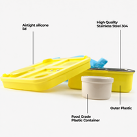 Unicorn Stainless Steel Bento Lunch Box with 3 Compartments - 1120ml
