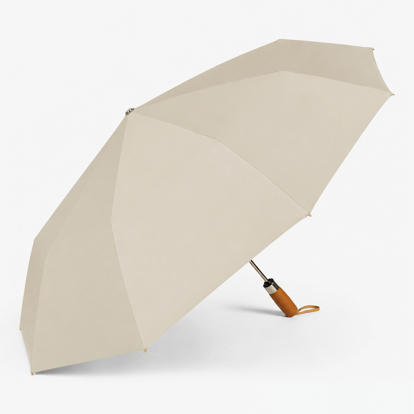 Luxury Windproof Folding Umbrella with Wooden Handle & UV Shield