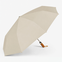 Luxury Windproof Folding Umbrella with Wooden Handle & UV Shield