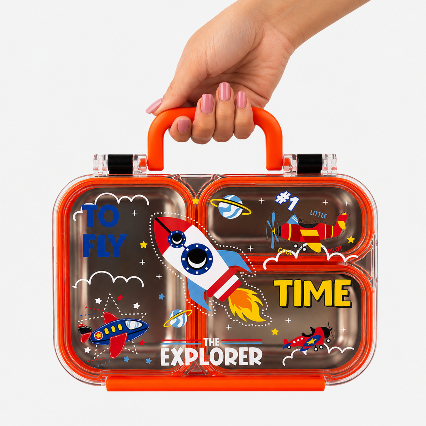Kids Stainless Steel Bento Lunch Box with Snack Container - 650ml + 100ml