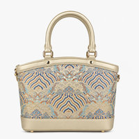 Premium Leather Handbag with Hangzhou Silk for Women