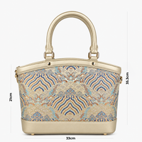 Premium Leather Handbag with Hangzhou Silk for Women