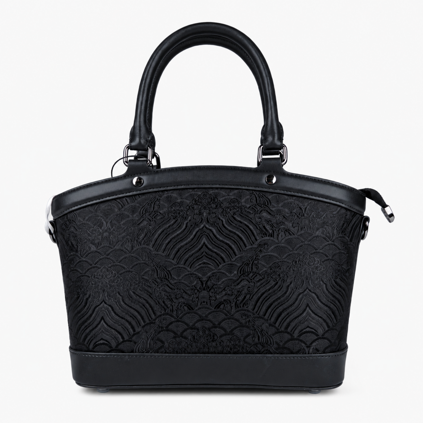 Premium Leather Handbag with Hangzhou Silk for Women