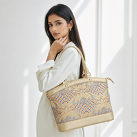 Premium Leather Handbag with Hangzhou Silk for Women