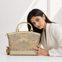 Premium Leather Handbag with Hangzhou Silk for Women