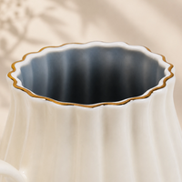 Ivory Luxe Gold Rim Ceramic Tea & Coffee Mug Set with Saucers (6 Pcs) - 250ml each
