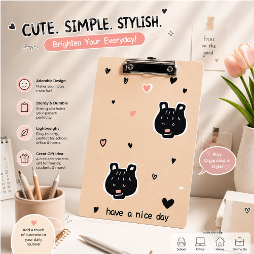 Cute Lightweight Acrylic Writing Clipboard for Office