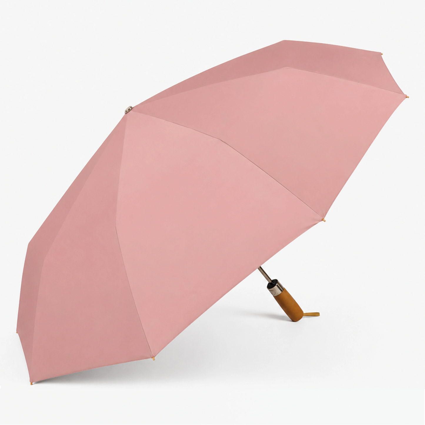 Luxury Windproof Folding Umbrella with Wooden Handle & UV Shield