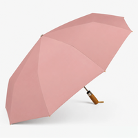 Luxury Windproof Folding Umbrella with Wooden Handle & UV Shield