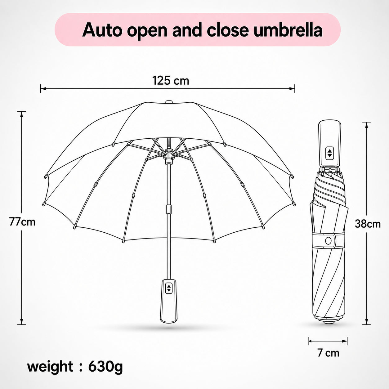 Large Automatic Windproof & Waterproof Umbrella with Wide Canopy