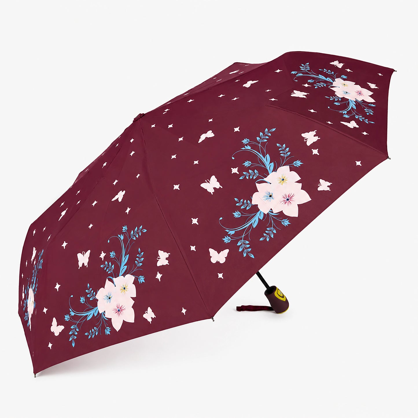 Magic Colour Changing Floral Triple-folding Umbrella with UV Protection