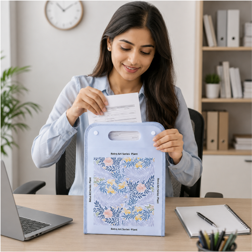 Retro Art Expanding File Folder with 13 Storage Layers