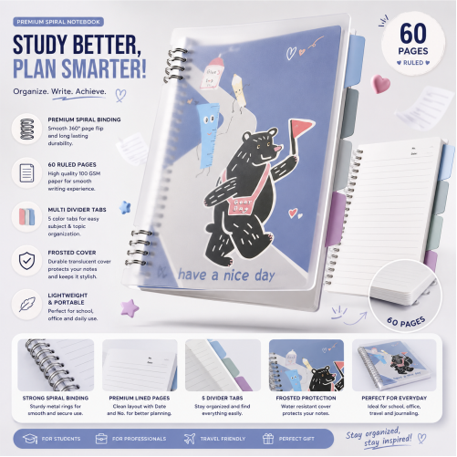 Retro Art Series Plant Spiral Study Planner Notebook.