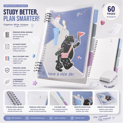 Retro Art Series Plant Spiral Study Planner Notebook.