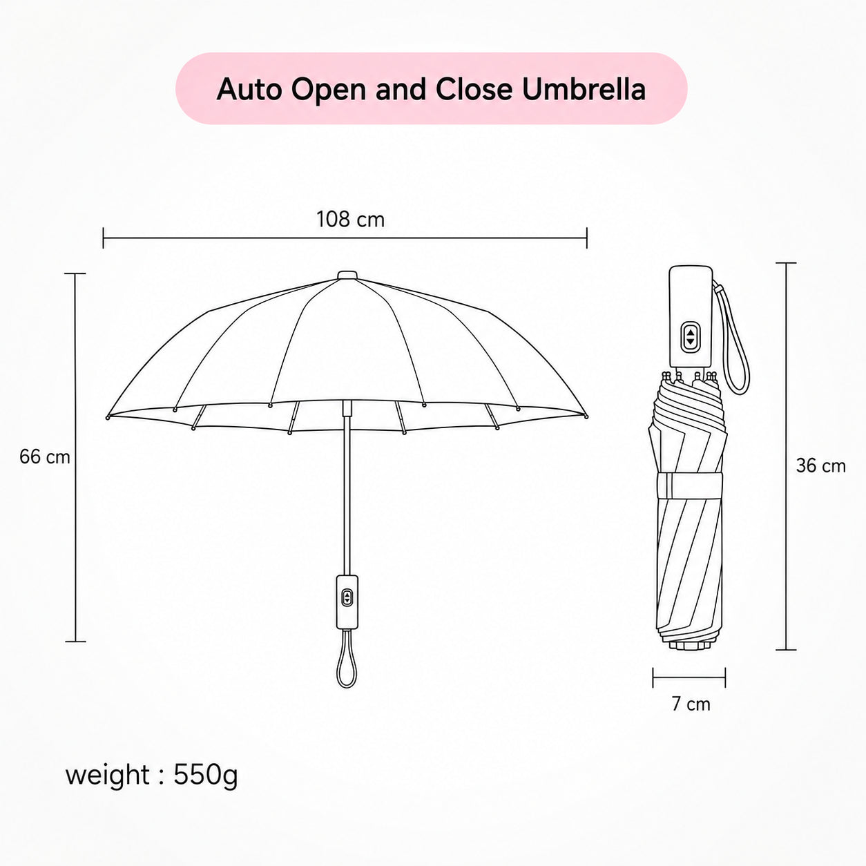 Luxury Windproof Folding Umbrella with Wooden Handle & UV Shield