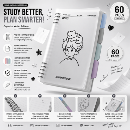 Retro Art Series Plant Spiral Study Planner Notebook.