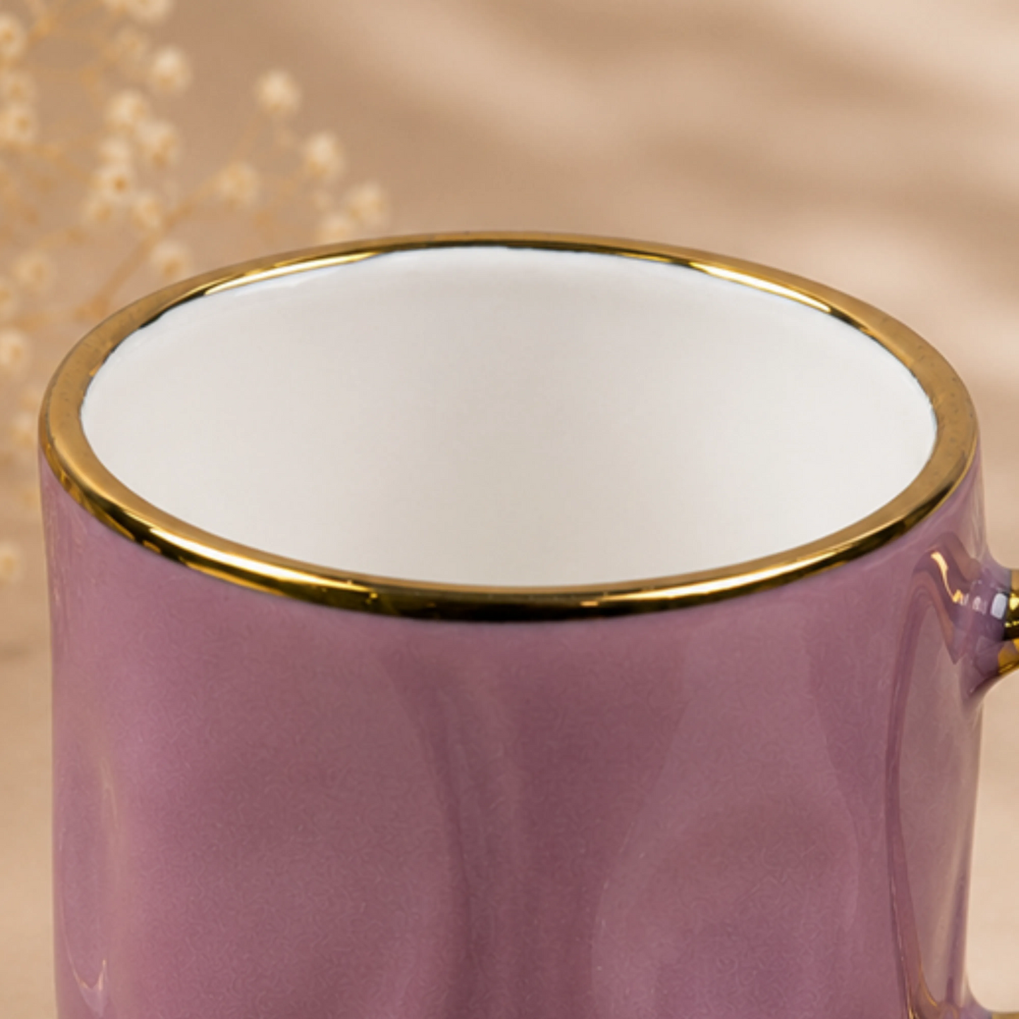 Elegant Purple Ceramic Mug & Saucer Set – Premium Set of 6 (100ml each)