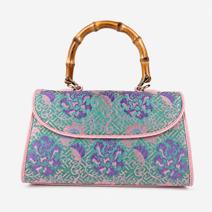Hangzhou Silk Handbag with Wooden Handle