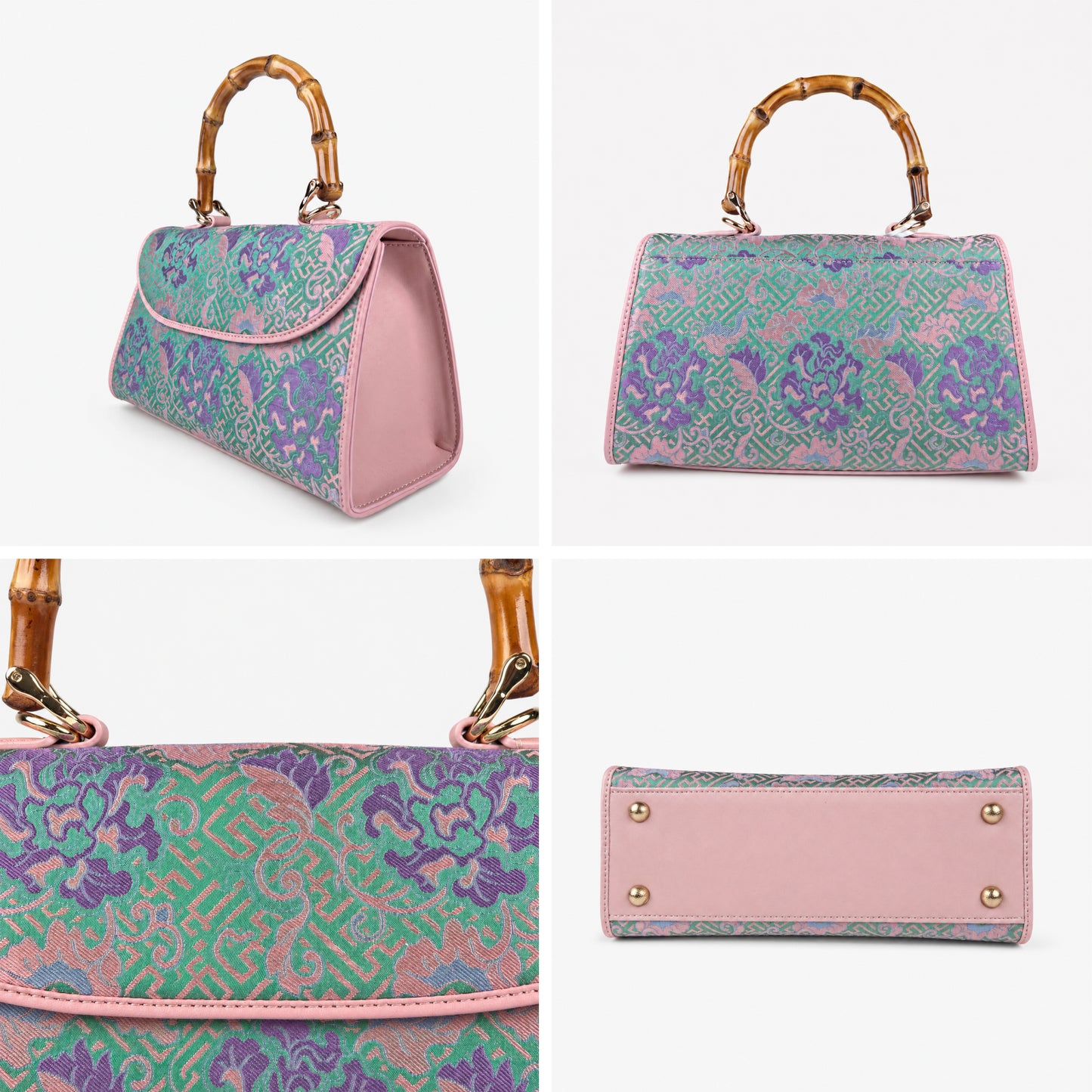 Hangzhou Silk Handbag with Wooden Handle