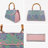 Hangzhou Silk Handbag with Wooden Handle