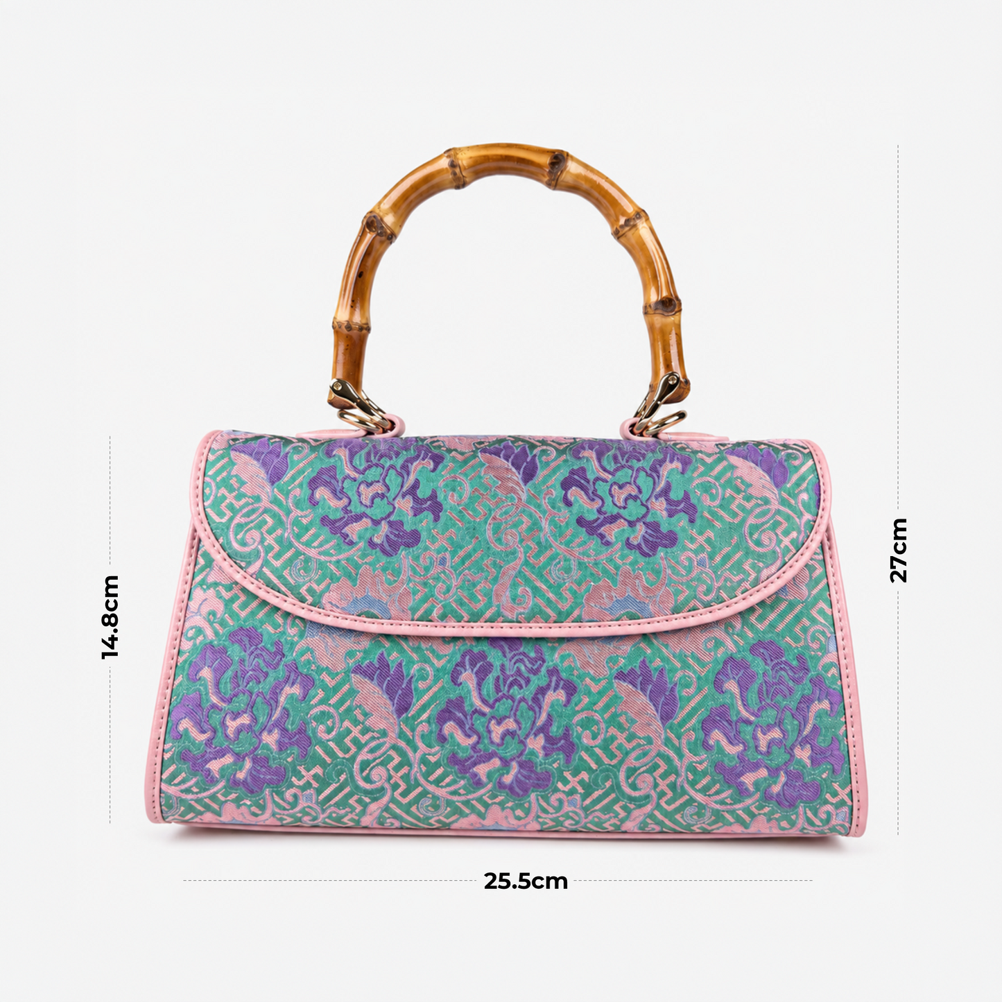 Hangzhou Silk Handbag with Wooden Handle