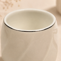 Light Grey Premium Gold Rim Ceramic Mug & Saucer - Set of 6 (75ml each)