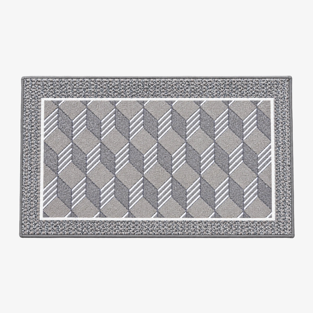 Premium Ferret Fleece Doormat with Modern Geometric Pattern