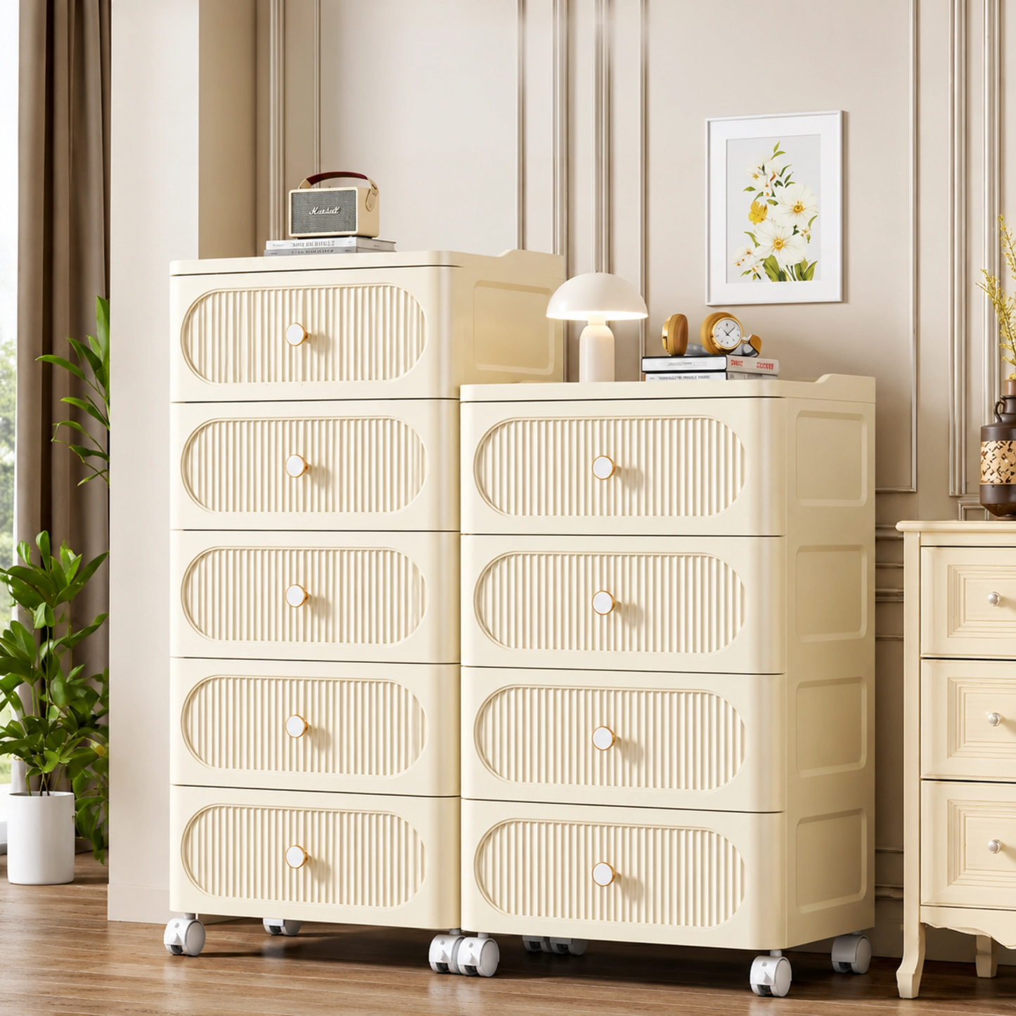HOMX Rolling Storage Drawer Cabinet – PP Cart with Anti-Drop Stopper
