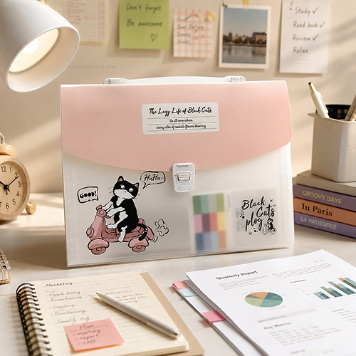 Portable Accordion File Organizer with Handle & Pockets