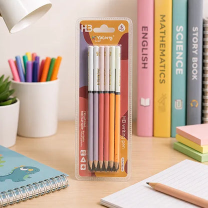 Yalong Pastel Shade HB Writing Pencil Set – 6 Pcs