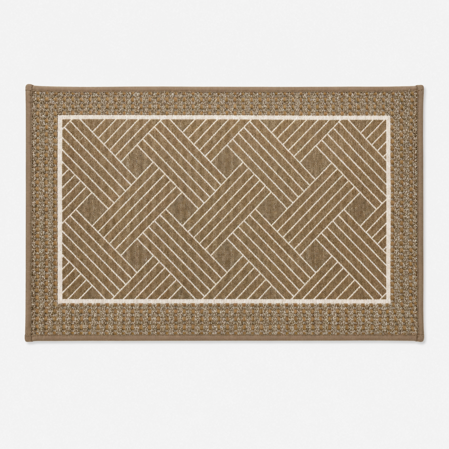Soft Ferret Fleece Entryway Doormat with Modern Woven Pattern