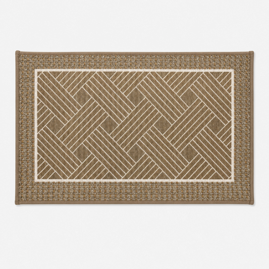 Soft Ferret Fleece Entryway Doormat with Modern Woven Pattern