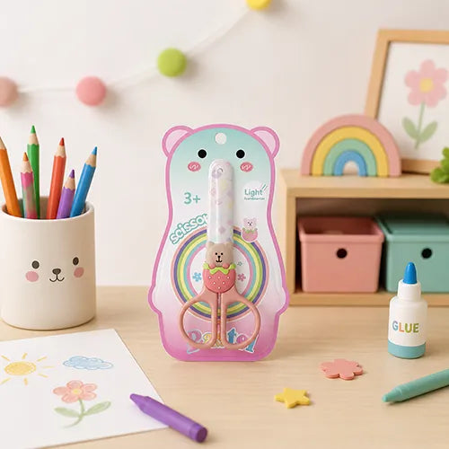 Yalong Cute Bear Safety Scissors for Kids with Soft Grip Handle