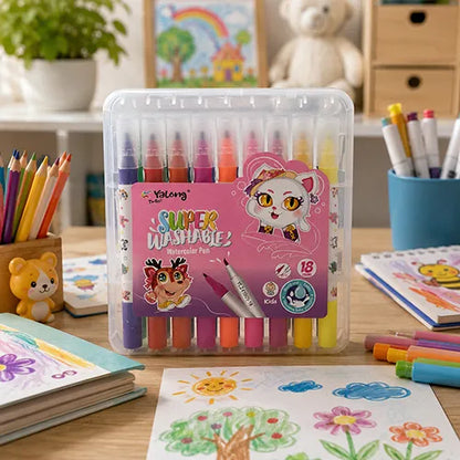 Yalong Super Washable Water Colour Pens for Creative Kids - Set of 18