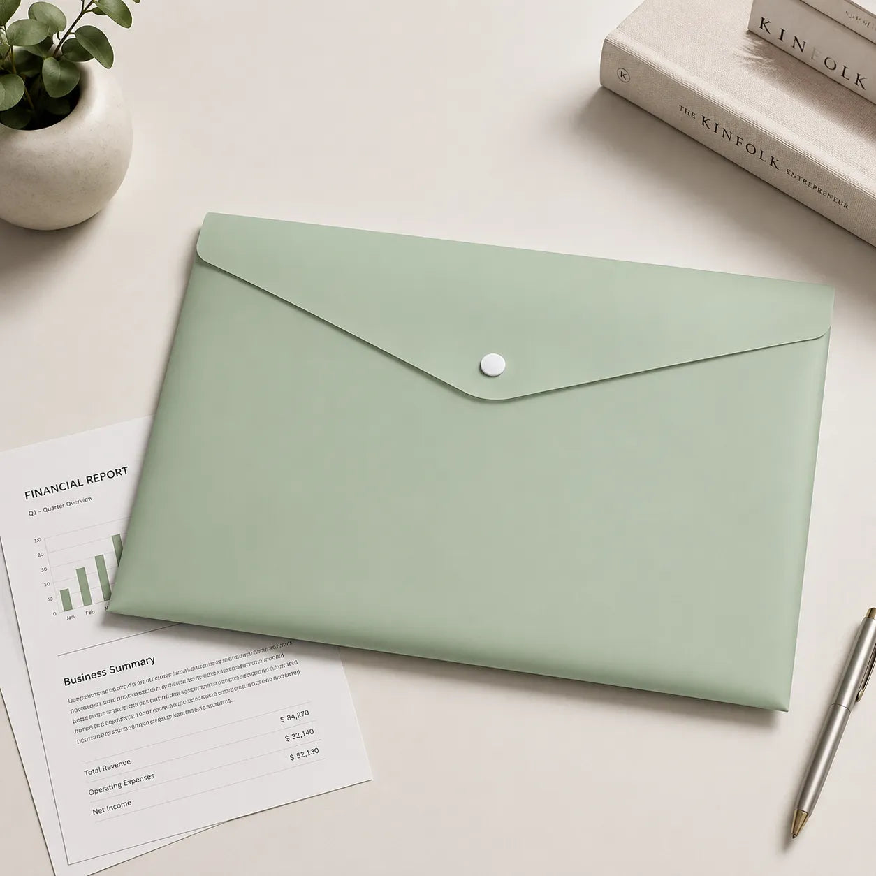 A4 Snap Button File Folder – Waterproof Document Organizer